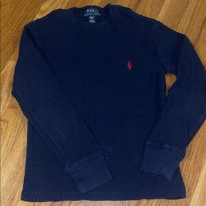 Kids Polo by Ralph Lauren Textured Blue Sweater with Red Logo